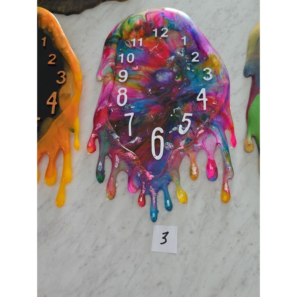 Handmade Resin Dripping Clocks - Picture 5 of 9